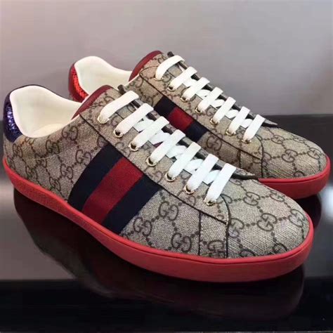 bottom of gucci sneakers|Gucci red canvas sneakers.